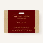 Fancy Gold Letter/Monogram op rood en karton Badge (Achterkant)