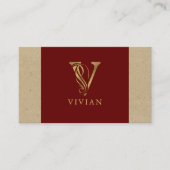 Fancy Gold Letter/Monogram op rood en karton Visitekaartje (Voorkant)