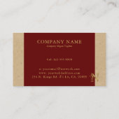 Fancy Gold Letter N-monogram op rood en karton Visitekaartje (Achterkant)