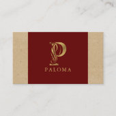 Fancy Gold Letter P-monogram op rood en karton Visitekaartje (Voorkant)