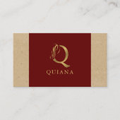 Fancy Gold Letter Q-monogram op rood en karton Visitekaartje (Voorkant)