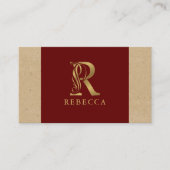 Fancy Gold Letter R-monogram op rood en karton Visitekaartje (Voorkant)