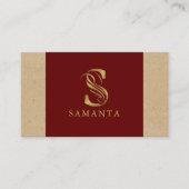 Fancy Gold Letter S-monogram op rood en karton Visitekaartje (Voorkant)