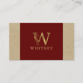 Fancy Gold Letter W-monogram op rood en karton Visitekaartje (Voorkant)