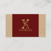 Fancy Gold Letter X-monogram op rood en karton Visitekaartje (Voorkant)