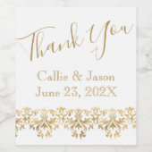 Fancy Gold Lettering Hartelijk dank Wijn Etiket (Enkel label)