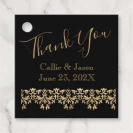 Fancy Gold Lettering op zwart bedankt Bedankjes Labels