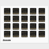 Fancy Gold Lettering op zwart bedankt Vierkante Sticker (Vel)