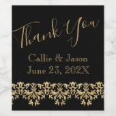 Fancy Gold Lettering op zwart bedankt Wijn Etiket (Enkel label)