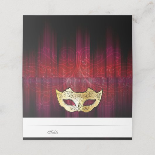Fancy Gold Masquerade Escort Kaarten Plaatskaartje (Buitenkant ongevouwen)