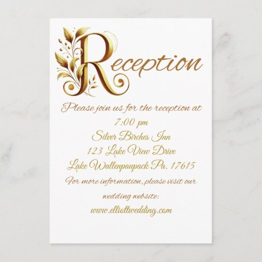 Fancy Gold R Wedding Receptie Enclosure Kaart (Voorkant)