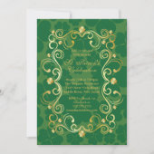 Fancy Gold Shamrock St. Patrick's Party Uitnodigin Kaart (Voorkant)