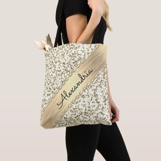 Fancy Gold Shimmery Marble Tote Bag (Dichtbij)