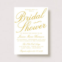 Fancy Gold & White Bridal Shower-uitnodigingen