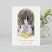 Fancy Golden Arch Effect Foto van Quinceañera Folie Uitnodiging (Staand Voorkant)