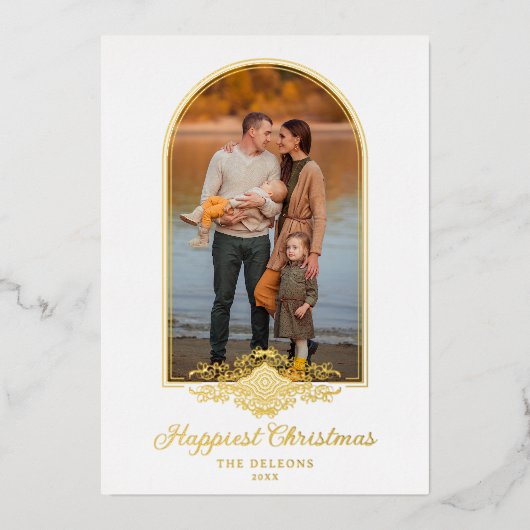 Fancy Golden Arch-effect met kerstmis  Folie Uitnodiging (Voorkant)