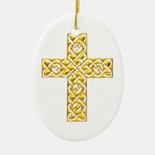 Fancy Golden Cross Keramisch Ornament