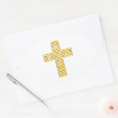 Fancy Golden Cross Ovale Sticker (Envelop)