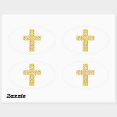 Fancy Golden Cross Ovale Sticker (Vel)
