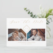 Fancy Golden Initials Chic Ornament Sophisticated Save The Date (Staand voorkant)