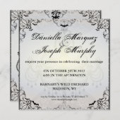 Fancy Gothic Bats Halloween Wedding Invitation Kaart (Voorkant / Achterkant)