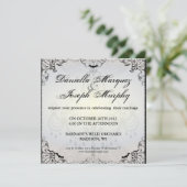 Fancy Gothic Bats Halloween Wedding Invitation Kaart (Staand voorkant)