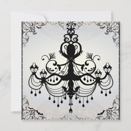 Fancy Gothic Bats Halloween Wedding Invitation Kaart (Achterkant)