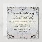 Fancy Gothic Bats Halloween Wedding Invitation Kaart (Voorkant)