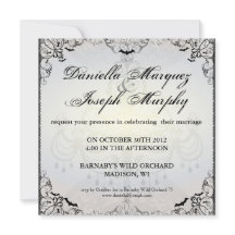 Fancy Gothic Bats Halloween Wedding Invitation