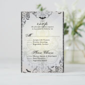 Fancy Gothic Bats Halloween Wedding RSVP-kaart RSVP Kaartje (Staand voorkant)