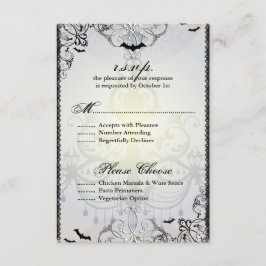 Fancy Gothic Bats Halloween Wedding RSVP-kaart RSVP Kaartje