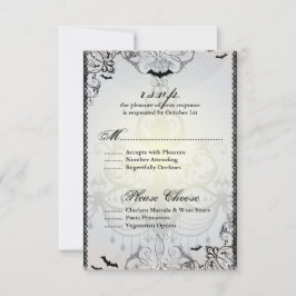 Fancy Gothic Bats Halloween Wedding RSVP-kaart RSVP Kaartje