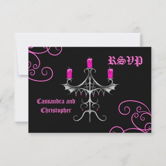 Fancy Gothic candelabra-hotroze op zwarte bruiloft (Voorkant)