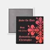 Fancy Gothic fleur de lys damask Bewaar de datum Magneet (Voorkant / Achterkant)