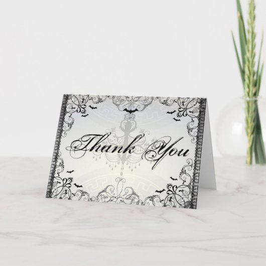 Fancy Gothic Vleermuizen Halloween Bruiloft bedank Bedankkaart (Voorkant)
