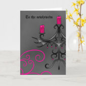 Fancy gotische kandelaar in roze op grijs nieuw on kaart (Gele Bloem)