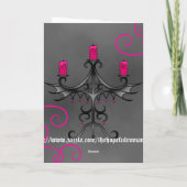 Fancy Gotische kandelaar in roze op grijze verjaar Kaart (Achterkant)