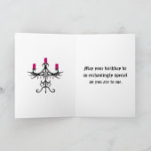 Fancy Gotische kandelaar in roze op grijze verjaar Kaart (Binnen)