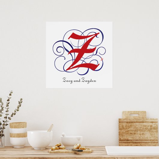Fancy gotische Petten Letter Z, 300dpi PNG aanpass Poster (Keuken)