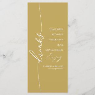 Fancy Goud 4x9 Trouwdrankmenu kaart voor bord