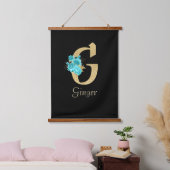Fancy goud & Aqua Floral Letter G Hangend Wandkleed (Slaapkamer)