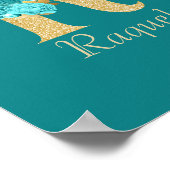 Fancy goud & Aqua Floral Letter R Poster (Hoek)