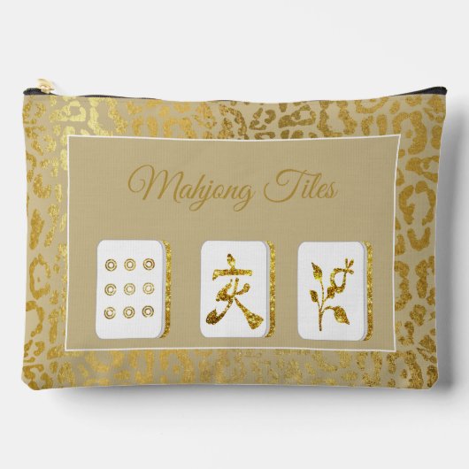 Fancy Goud en Bruine Mahjong Tegels Zak Etui (Voorkant)