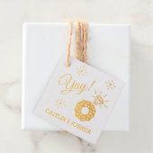 Fancy goud folie DONUT verlovingsring glans Bedankjes Labels (Met doos)