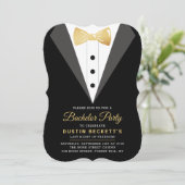 Fancy Goud Folie Tuxedo Bachelor Party Kaart (Staand voorkant)