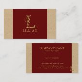 Fancy Goud L-monogram op rood en karton Visitekaartje (Voorkant / Achterkant)