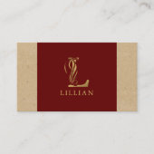 Fancy Goud L-monogram op rood en karton Visitekaartje (Voorkant)