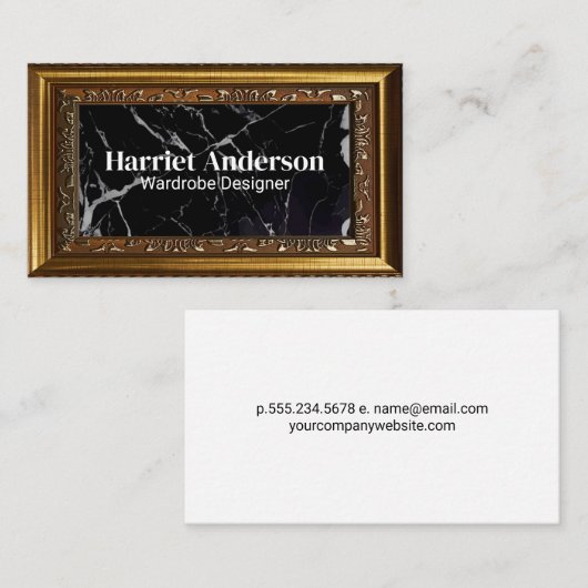Fancy Goud Lijst | zwart marmer Visitekaartje (Voorkant / Achterkant)