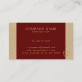 Fancy Goud Monogram op rood en karton Visitekaartje (Achterkant)