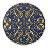 Fancy goud op blauw keramische knop (Voorkant)